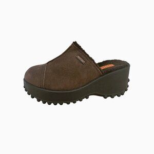 Rocket Dog Fran Nubuck Brown Suede Clog Chunky Wedge Platform Y2K Grunge Sz 8